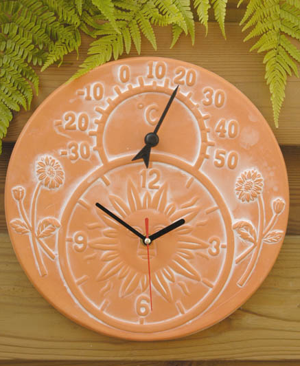 Wanduhr Outdoor 25x25cm Mit Thermometer - Wetterfeste Gartenuhr Für Terrasse