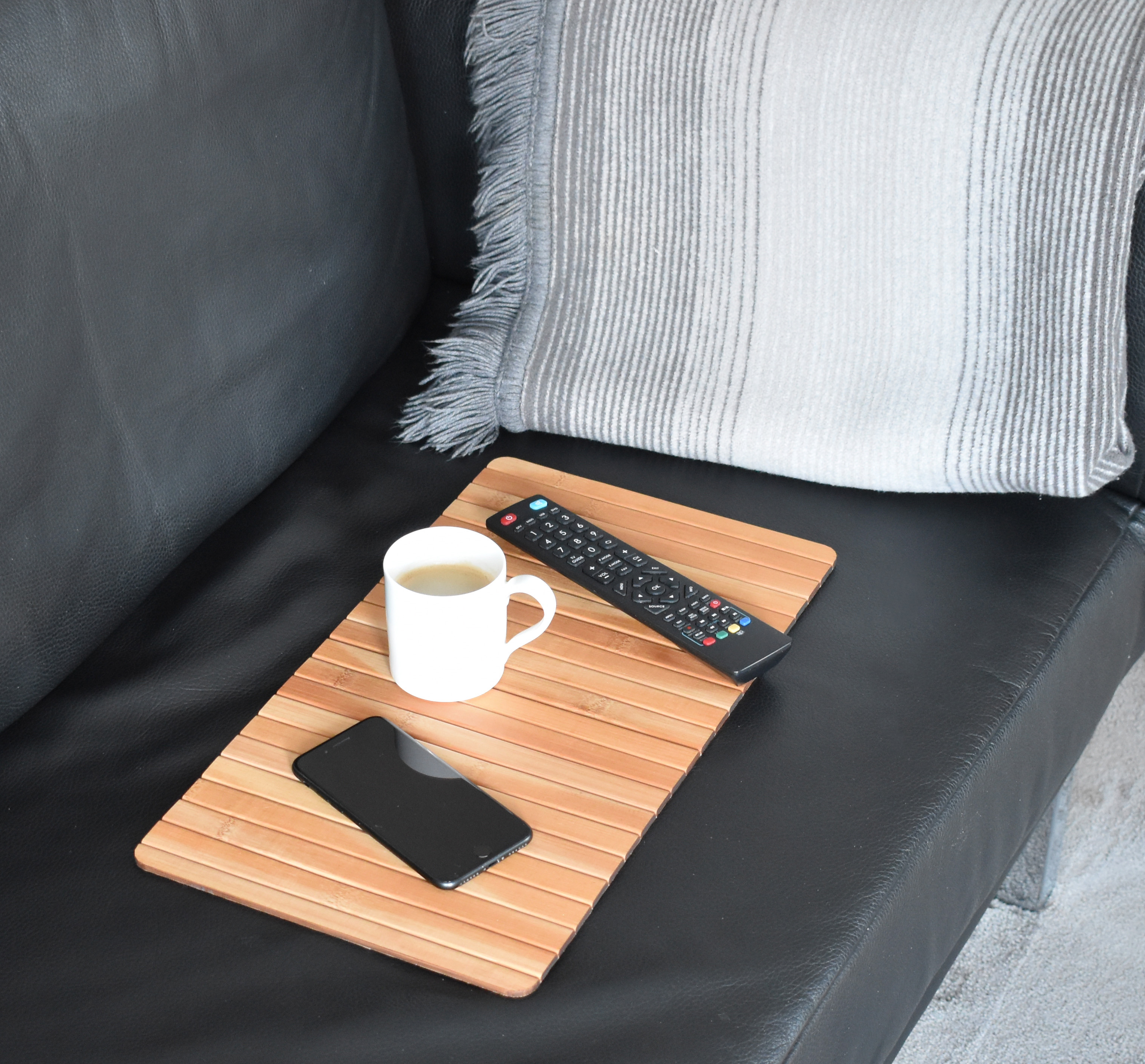 Sofatablett Bambus Tablett Flexablage Ablage Armlehnen Sofa Couch